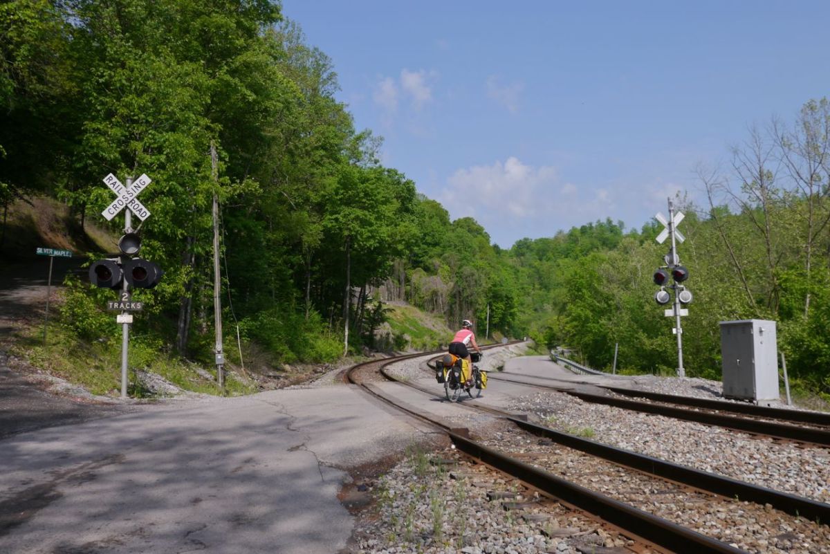 Crossing the rail tracks.